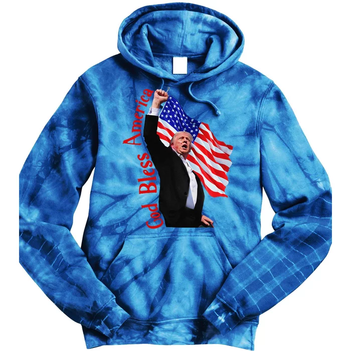 God Bless America 2024 Fist Hand Fighting Trump Rally 2024 Tie Dye Hoodie