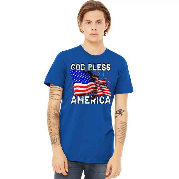 God Bless America Patriotic Usa Flag 4th Of July Great Gift Premium T-Shirt