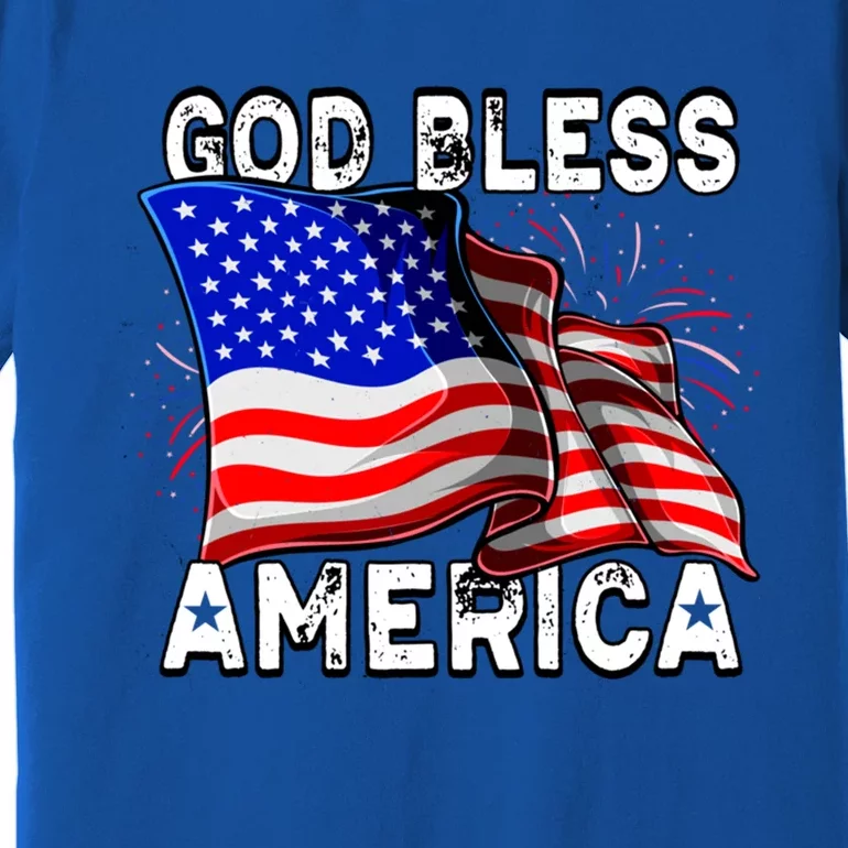 God Bless America Patriotic Usa Flag 4th Of July Great Gift Premium T-Shirt