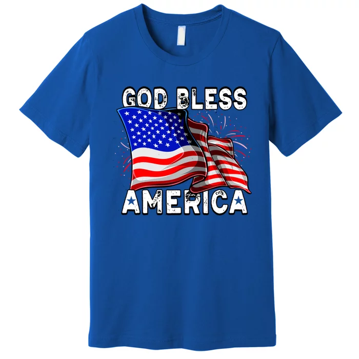 God Bless America Patriotic Usa Flag 4th Of July Great Gift Premium T-Shirt