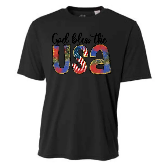 God Bless America Usa Flag 4th Of July Gift Cooling Performance Crew T-Shirt