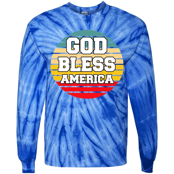 God Bless America Retro Vintage Style Gift Tie-Dye Long Sleeve Shirt