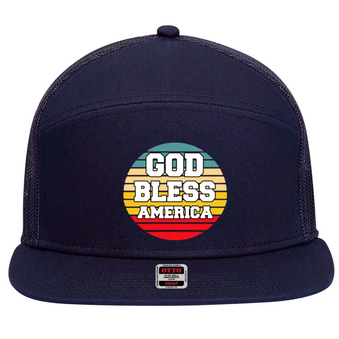 God Bless America Retro Vintage Style Gift 7 Panel Mesh Trucker Snapback Hat