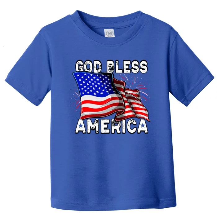 God Bless America Patriotic Usa Flag 4th Of July Gift Toddler T-Shirt