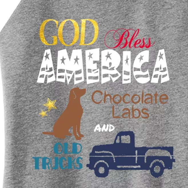 God Bless America Chocolate Labs And Old Trucks Gift Women’s Perfect Tri Rocker Tank