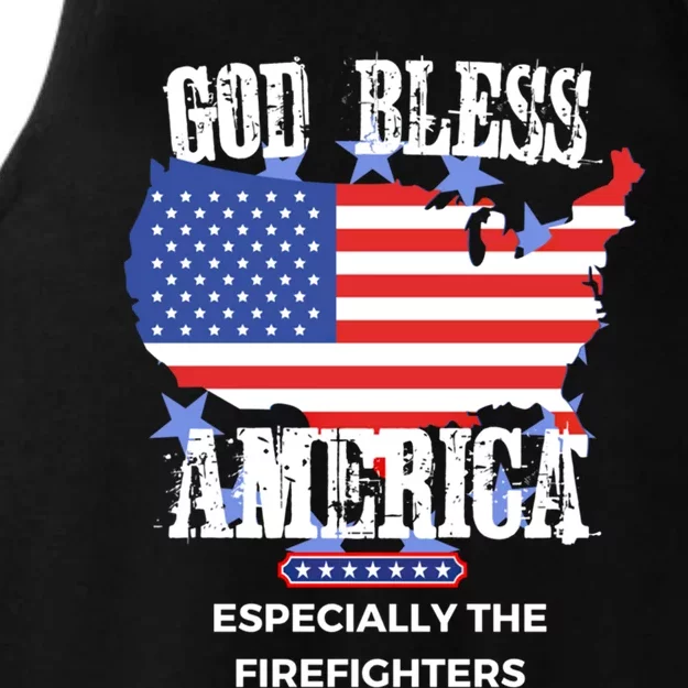 God Bless America Especially The Firefighter Fire Gift Ladies Tri-Blend Wicking Tank