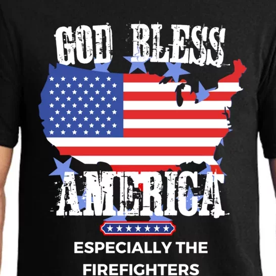 God Bless America Especially The Firefighter Fire Gift Pajama Set