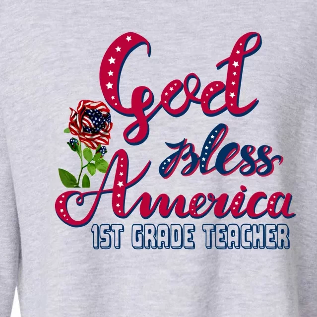 God Bless American 1st Grade Teacher Gift Cropped Pullover Crew