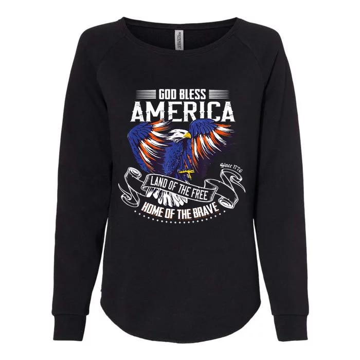 God Bless America Eagle Land Of The Free Home Of The Brave Gift Womens California Wash Sweatshirt