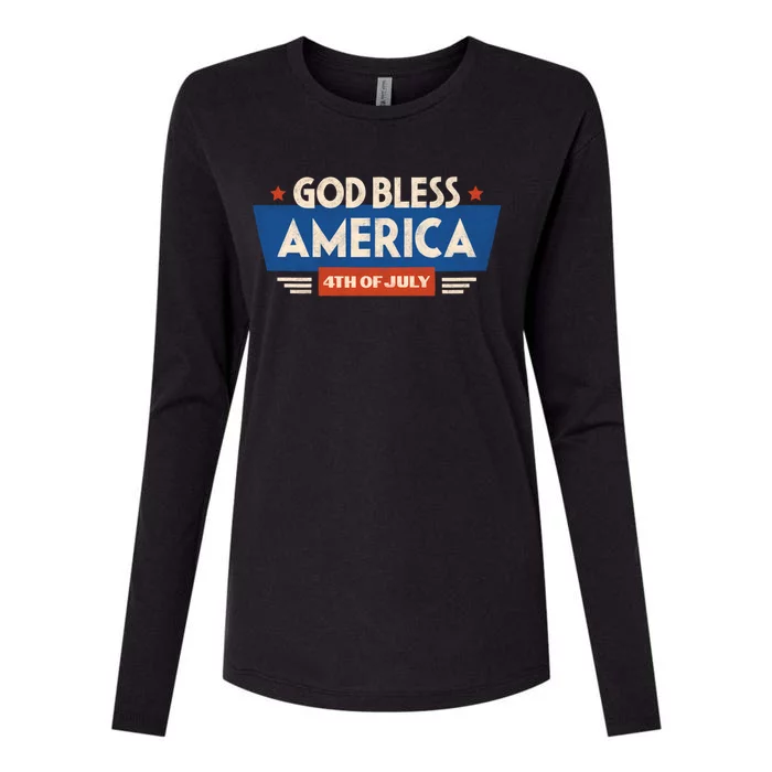 God Bless America 4th Of July Vintage Womens Cotton Relaxed Long Sleeve T-Shirt