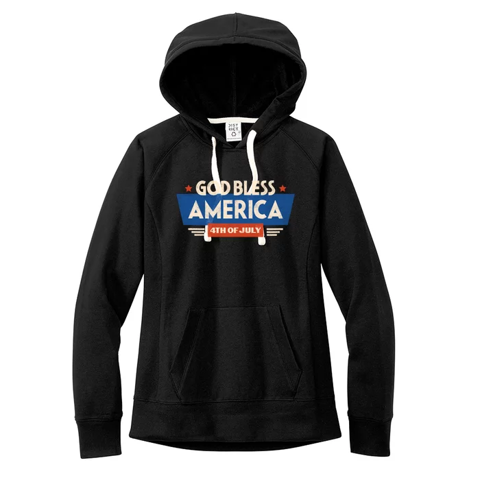 God Bless America 4th Of July Vintage Women's Fleece Hoodie