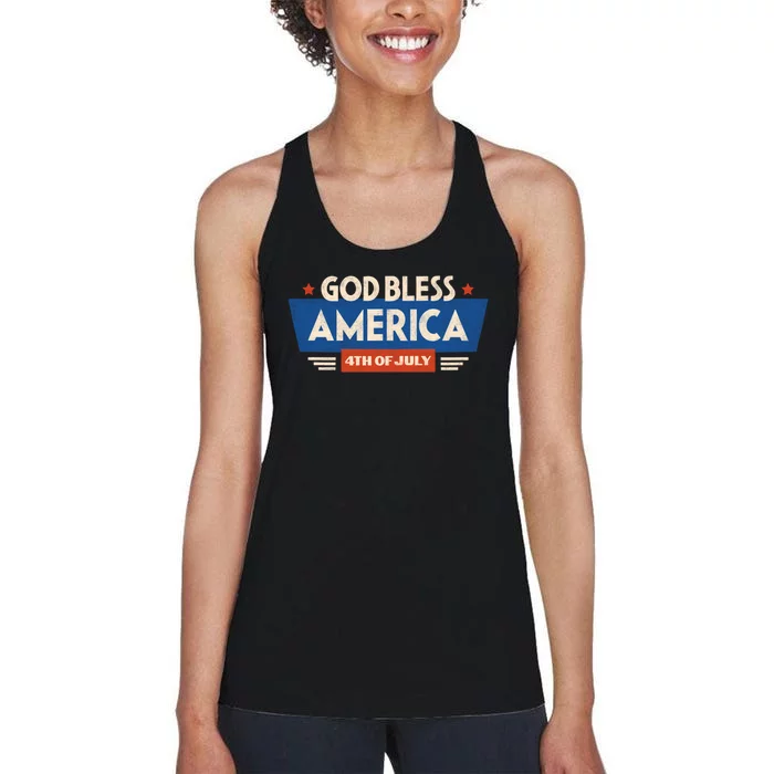 God Bless America 4th Of July Vintage Women's Racerback Tank