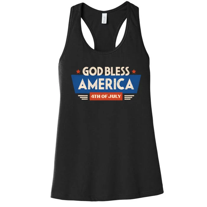 God Bless America 4th Of July Vintage Women's Racerback Tank