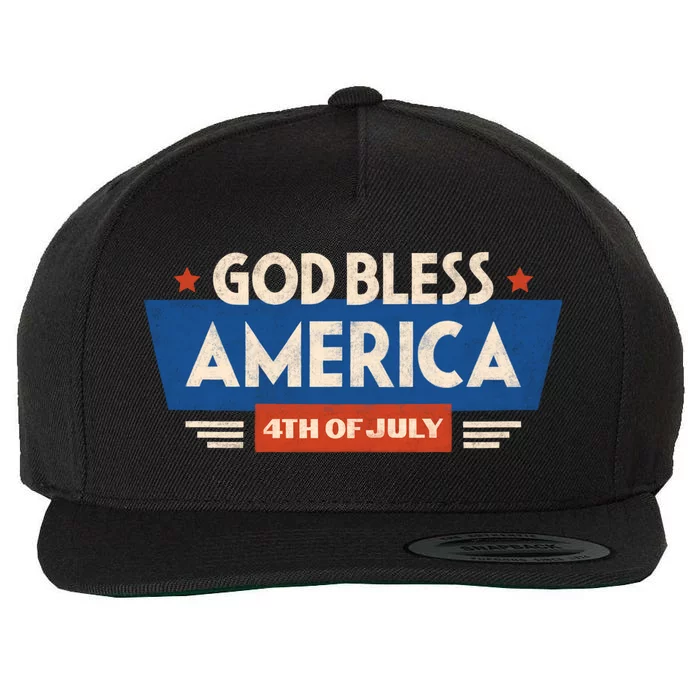 God Bless America 4th Of July Vintage Wool Snapback Cap