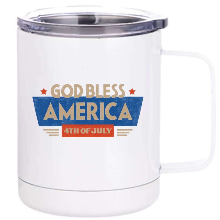 God Bless America 4th Of July Vintage Front & Back 12oz Stainless Steel Tumbler Cup