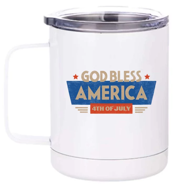 God Bless America 4th Of July Vintage Front & Back 12oz Stainless Steel Tumbler Cup