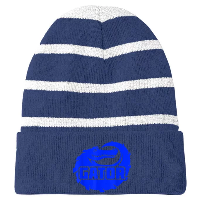 Gator Blue Alligator Striped Beanie with Solid Band