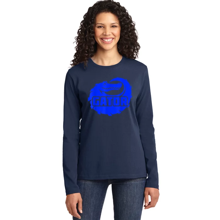 Gator Blue Alligator Ladies Long Sleeve Shirt