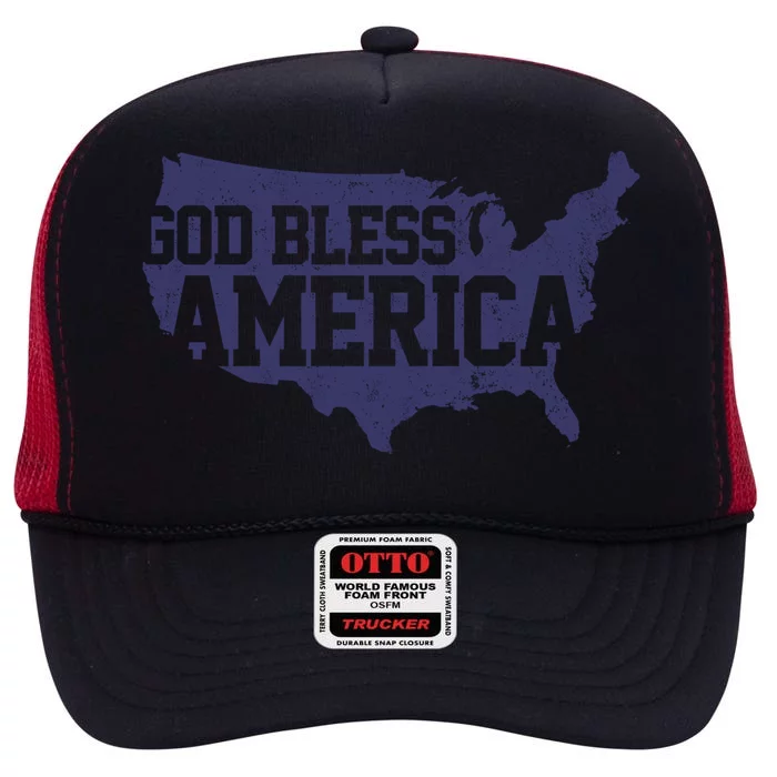 God Bless America Gift High Crown Mesh Trucker Hat