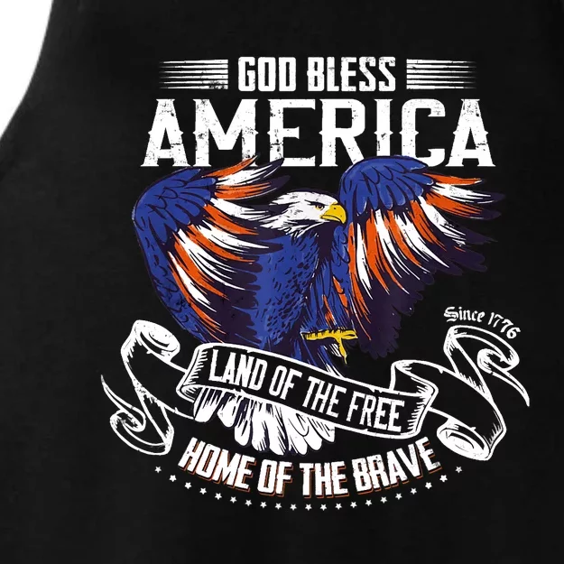 God Bless America | Land of the Free Because of the Brave Ladies Tri-Blend Wicking Tank