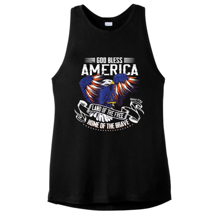 God Bless America | Land of the Free Because of the Brave Ladies Tri-Blend Wicking Tank