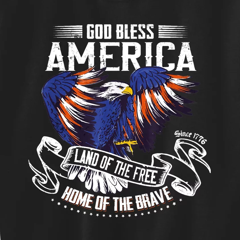 God Bless America | Land of the Free Because of the Brave Kids Sweatshirt