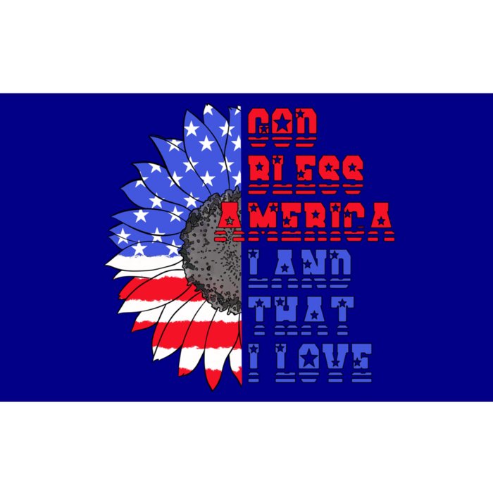 God Bless America Land That I Love American Flag Sunflower Gift Bumper Sticker