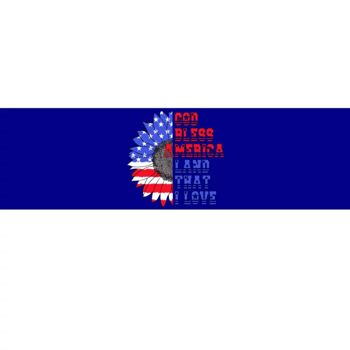 God Bless America Land That I Love American Flag Sunflower Gift Bumper Sticker