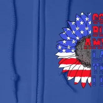 God Bless America Land That I Love American Flag Sunflower Gift Full Zip Hoodie