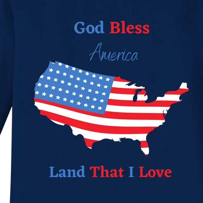 God Bless America Land That I Love Great Gift Baby Long Sleeve Bodysuit