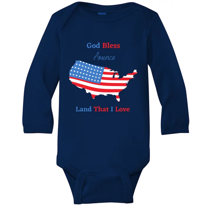 God Bless America Land That I Love Great Gift Baby Long Sleeve Bodysuit