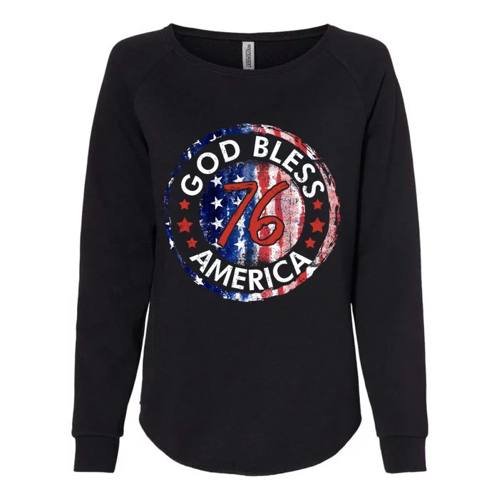 God Bless America The Spirit 76 American Flag 4th Of July Meaningful Gift Womens California Wash Sweatshirt