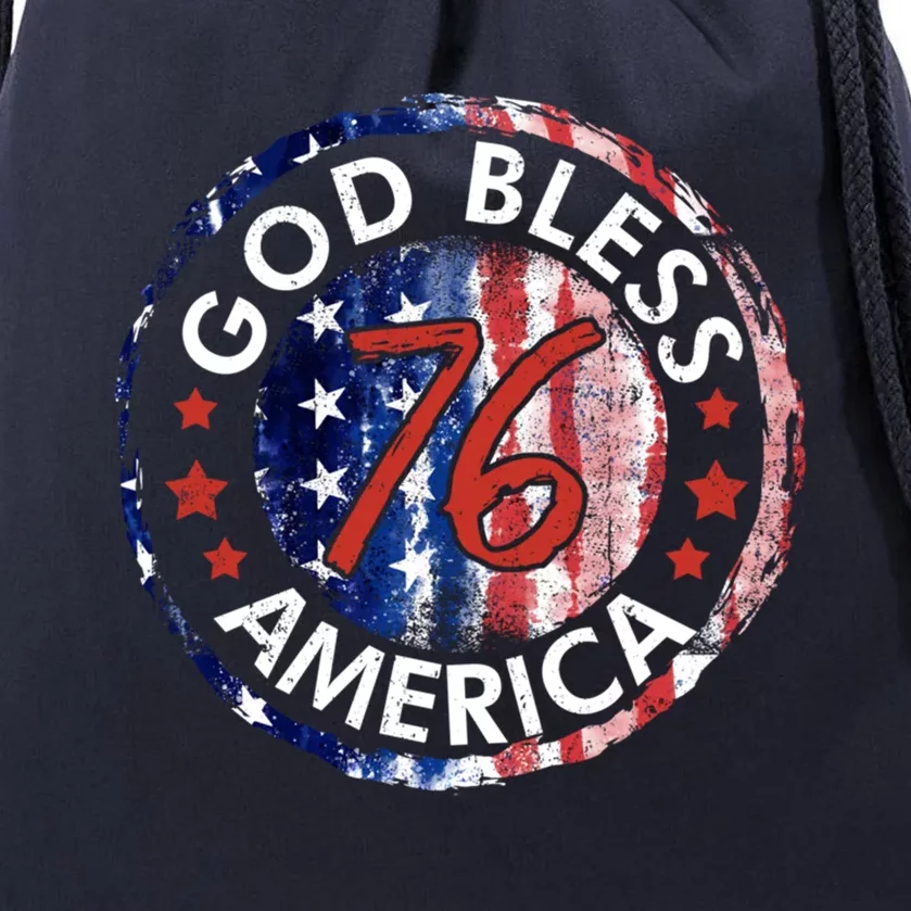 God Bless America The Spirit 76 American Flag 4th Of July Meaningful Gift Drawstring Bag