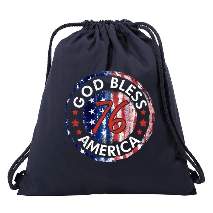 God Bless America The Spirit 76 American Flag 4th Of July Meaningful Gift Drawstring Bag