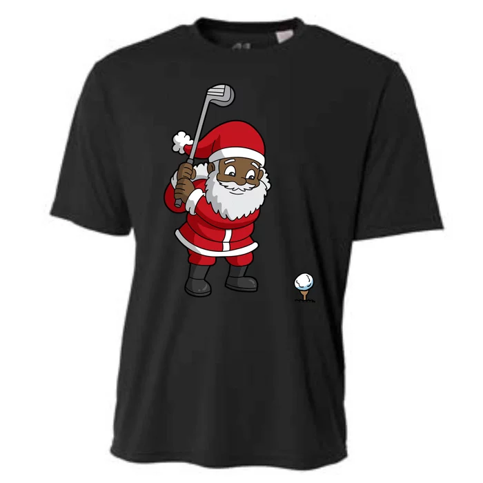 Golf Black African American Santa Claus Golfer Golfing Dad Great Gift Cooling Performance Crew T-Shirt