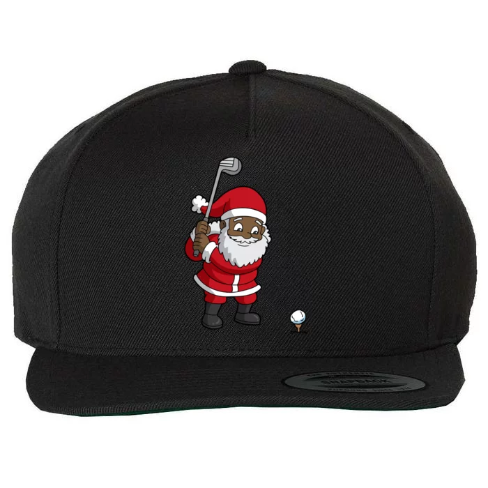 Golf Black African American Santa Claus Golfer Golfing Dad Great Gift Wool Snapback Cap