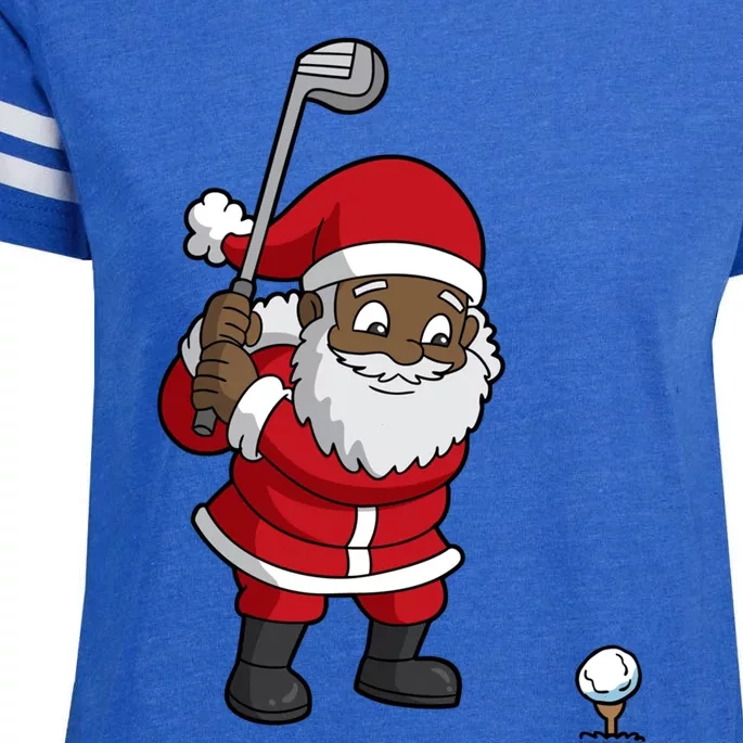 Golf Black African American Santa Claus Golfer Golfing Dad Great Gift Enza Ladies Jersey Football T-Shirt