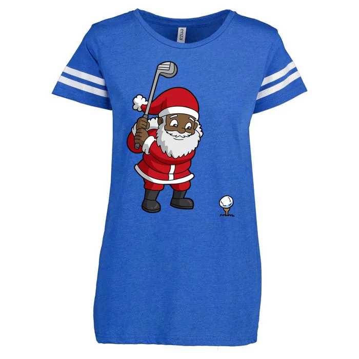 Golf Black African American Santa Claus Golfer Golfing Dad Great Gift Enza Ladies Jersey Football T-Shirt