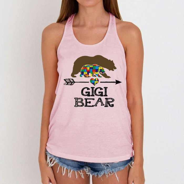 Gigi Bear Autism Awareness Autism Gigi Tee Women's Knotted Racerback Tank