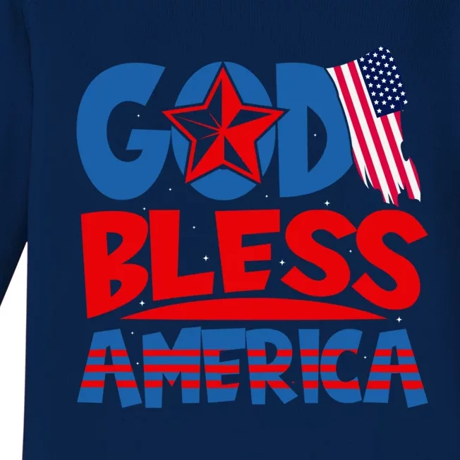 God Bless America American Flag God Bless America Gift Baby Long Sleeve Bodysuit