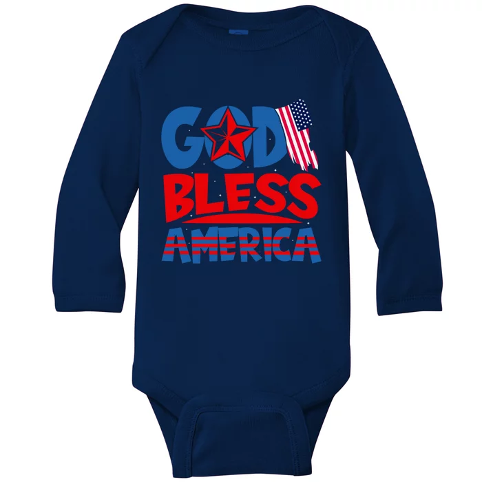 God Bless America American Flag God Bless America Gift Baby Long Sleeve Bodysuit