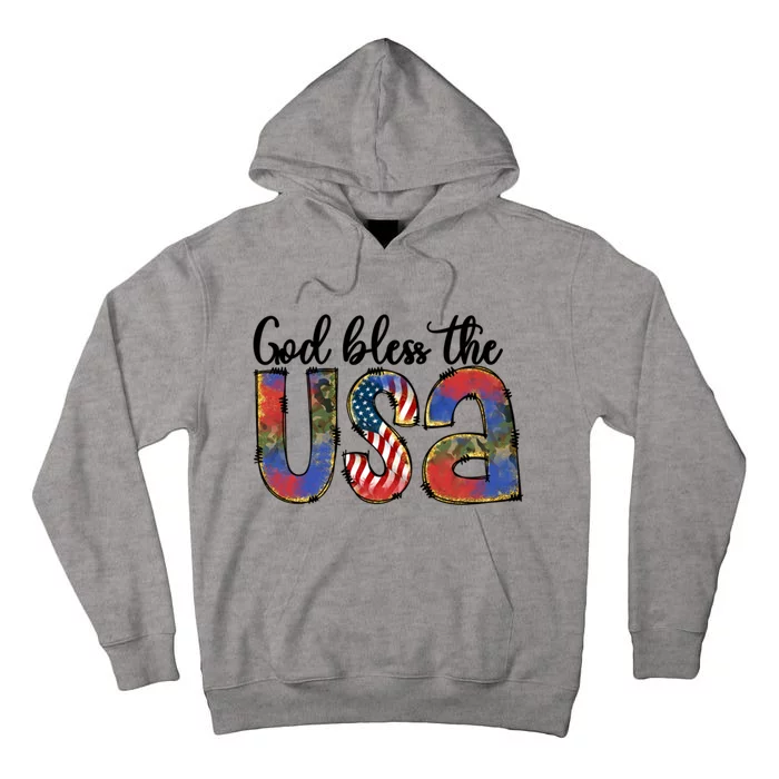 God Bless America Usa Flag 4th Of July Gift Tall Hoodie