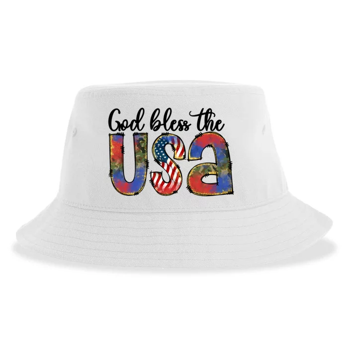 God Bless America Usa Flag 4th Of July Gift Sustainable Bucket Hat