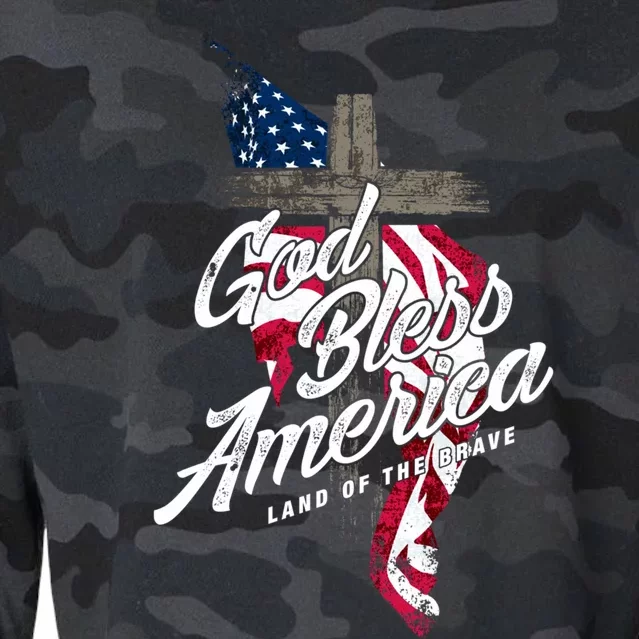 God Bless America Land Of The Brave Gift Cropped Pullover Crew