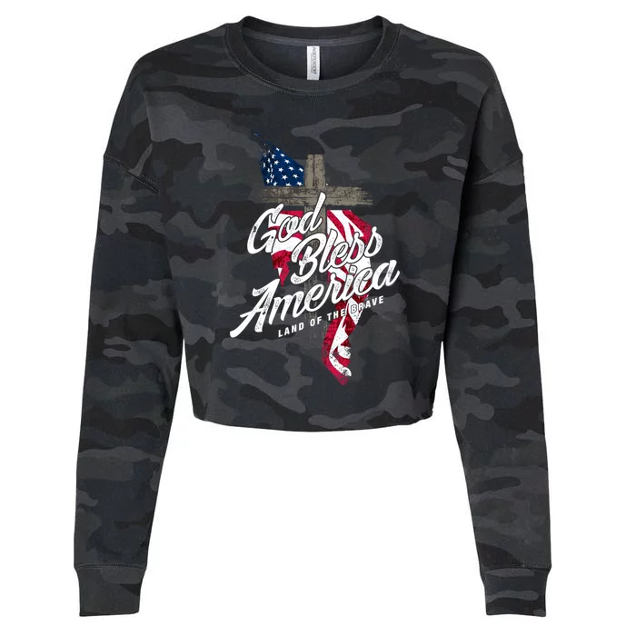 God Bless America Land Of The Brave Gift Cropped Pullover Crew