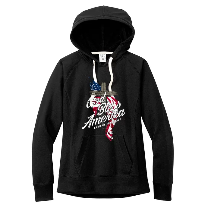 God Bless America Land Of The Brave Gift Women's Fleece Hoodie