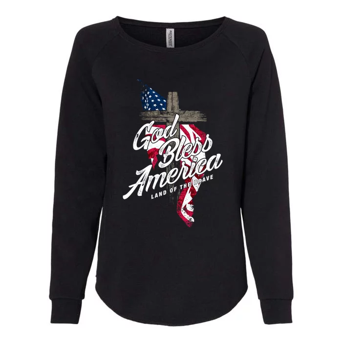 God Bless America Land Of The Brave Gift Womens California Wash Sweatshirt