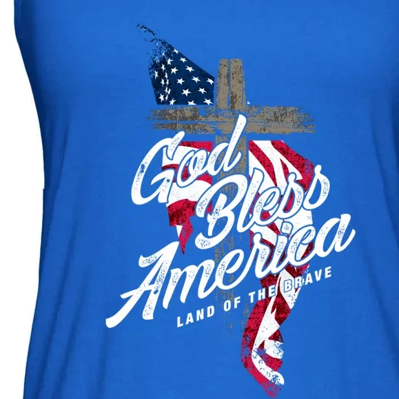 God Bless America Land Of The Brave Gift Ladies Essential Flowy Tank