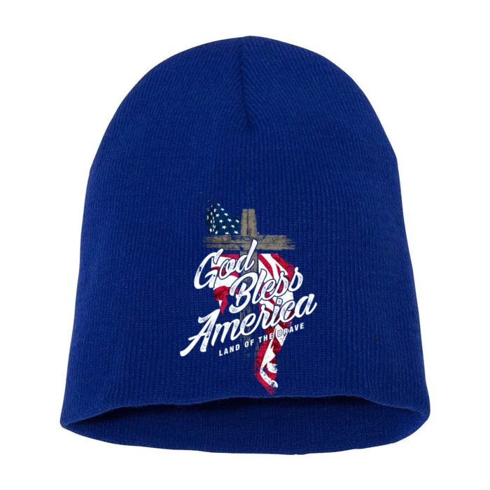 God Bless America Land Of The Brave Gift Short Acrylic Beanie