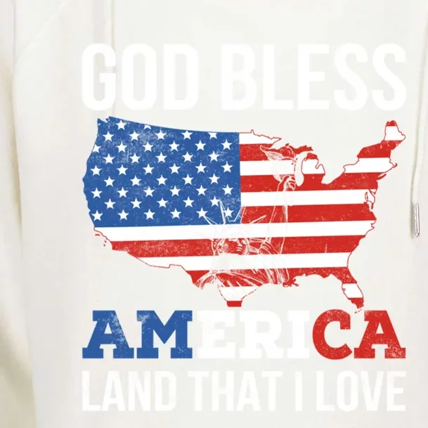 God Bless America Land That I Love American Flag Gift Womens Funnel Neck Pullover Hood